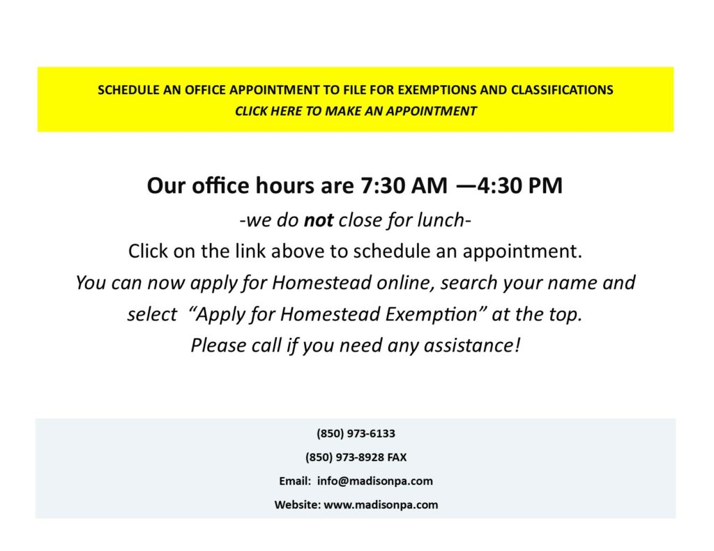 MADISON COUNTY PROPERTY APPRAISER